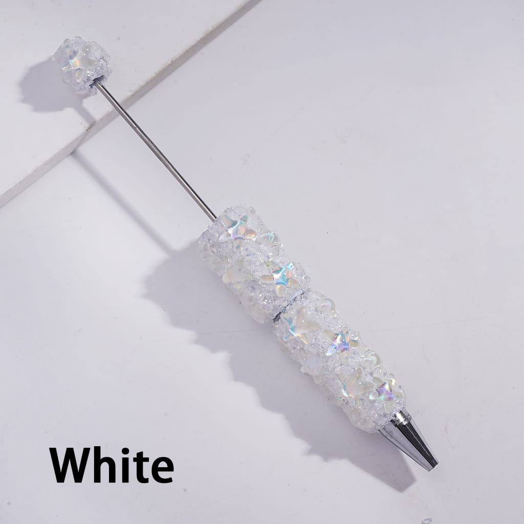 Dazzling Starfish and Broken Rhinestones, Fully Covered Design in Assorted Colors Handcrafted Beadable Sugar Clay Pens