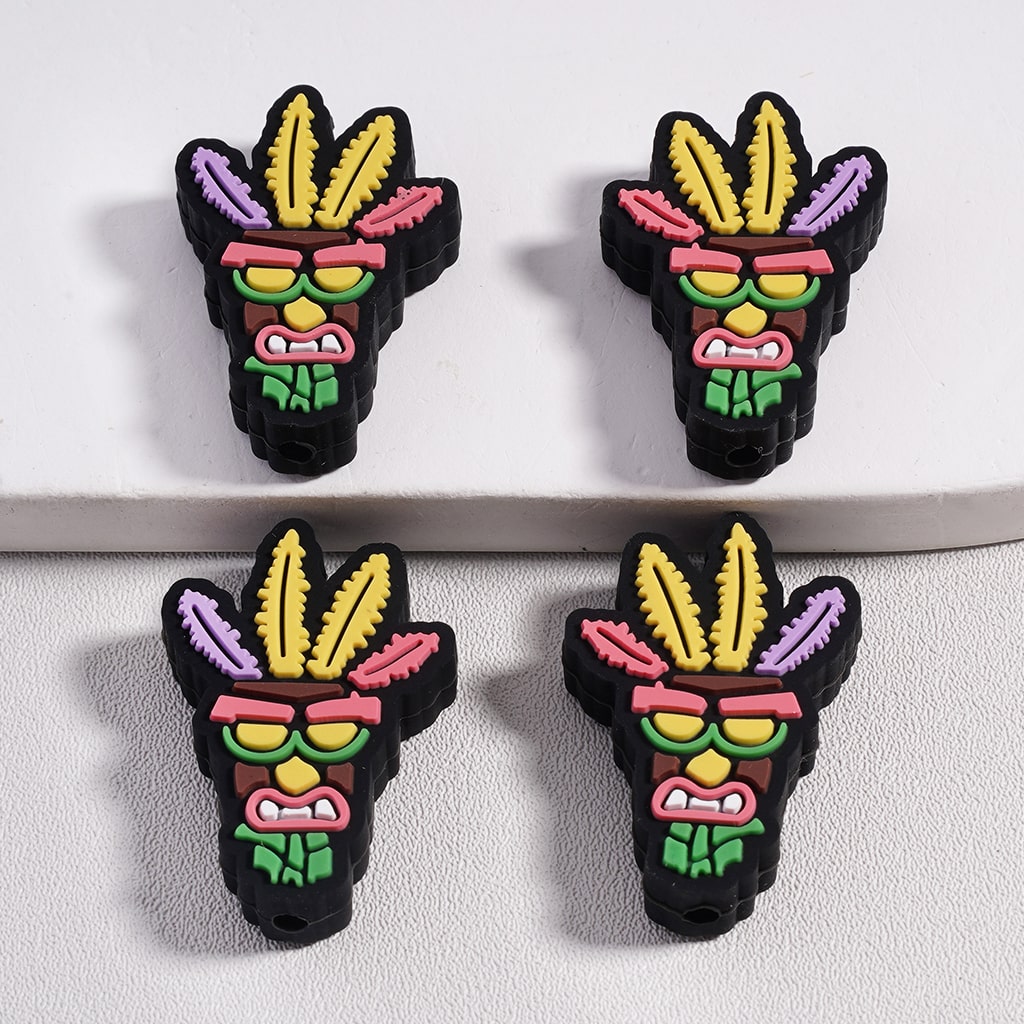 Crash Bandicoot Aku Aku Spirit Mask Colorful Silicone Focal Beads