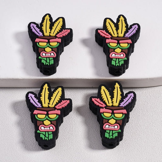 Crash Bandicoot Aku Aku Spirit Mask Colorful Silicone Focal Beads