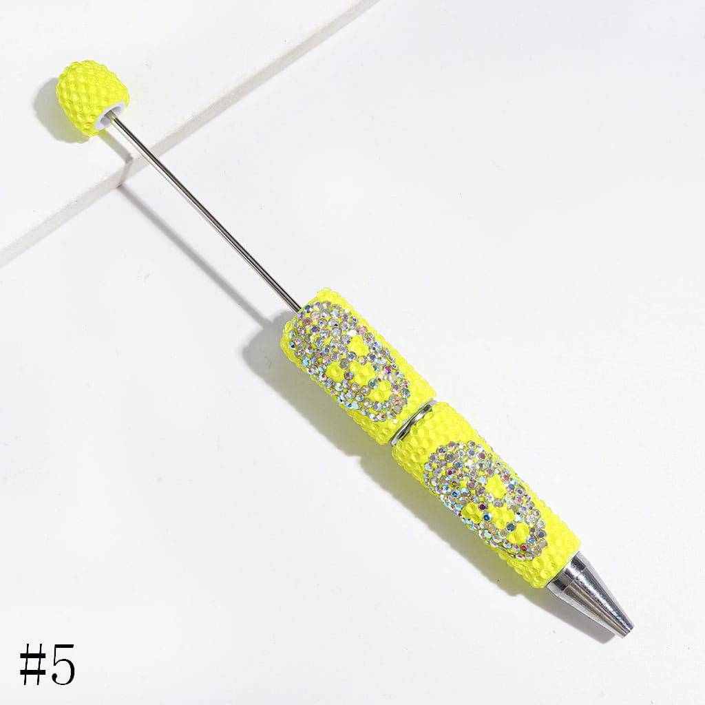 Halloween Skull Head Beadable Clay Pens with Full-Coverage Luminous AB Rhinestones, Multicolor
