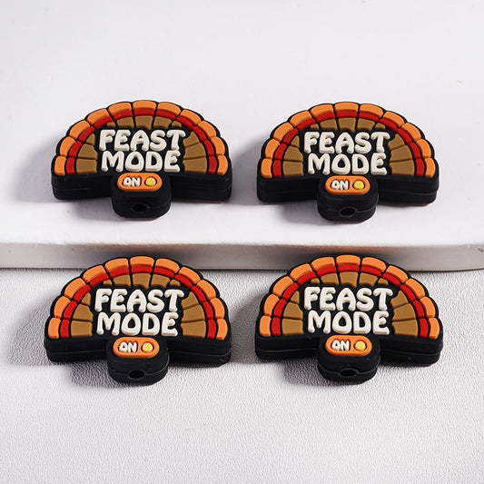 Cute Thanksgiving Turkey “Feast Mode On” Silicone Focal Beads