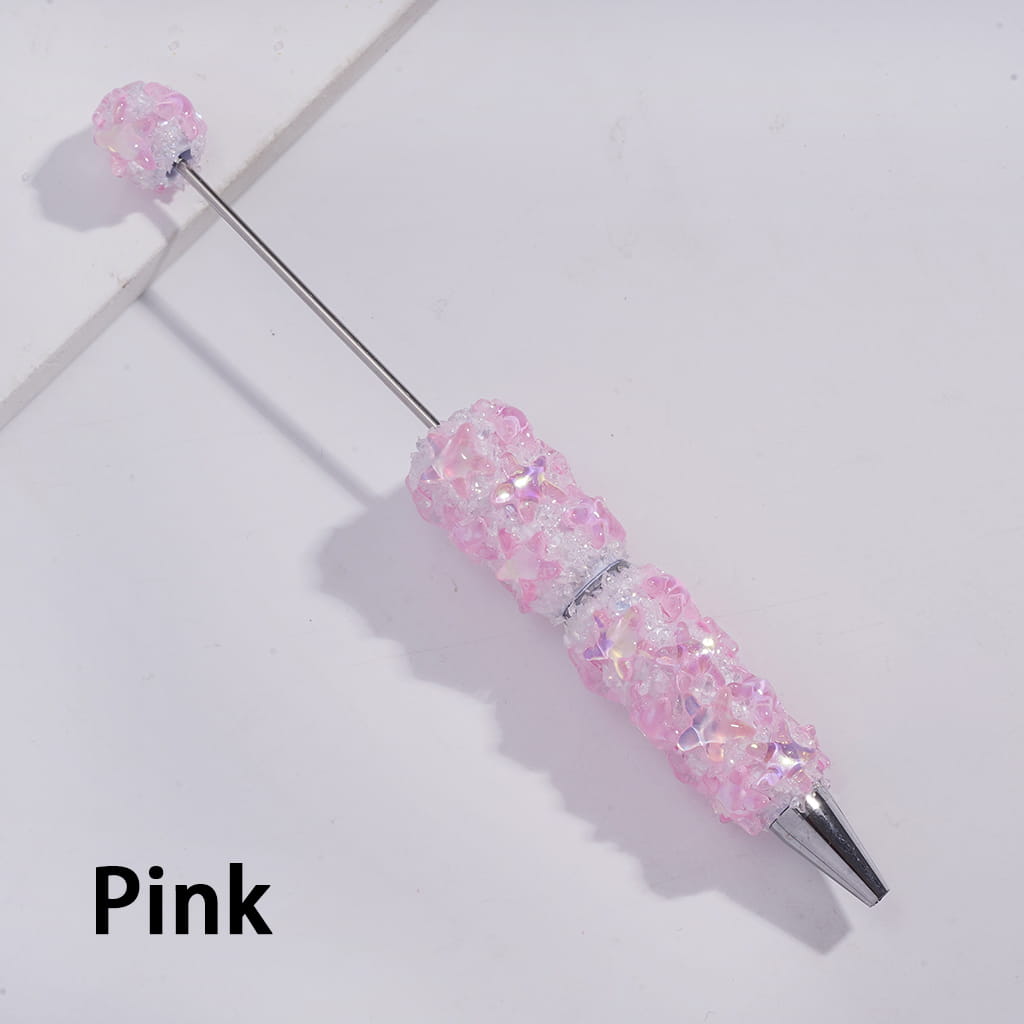 Dazzling Starfish and Broken Rhinestones, Fully Covered Design in Assorted Colors Handcrafted Beadable Sugar Clay Pens