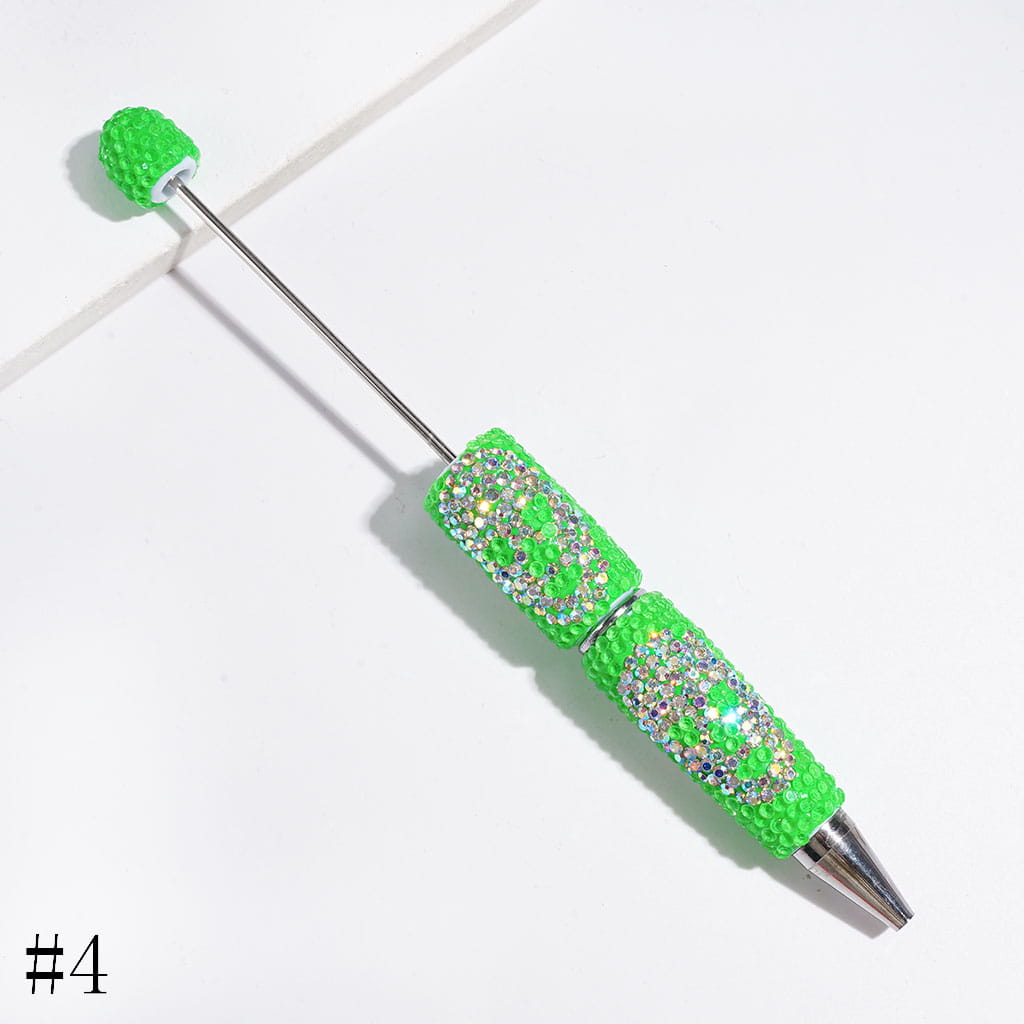 Halloween Skull Head Beadable Clay Pens with Full-Coverage Luminous AB Rhinestones, Multicolor