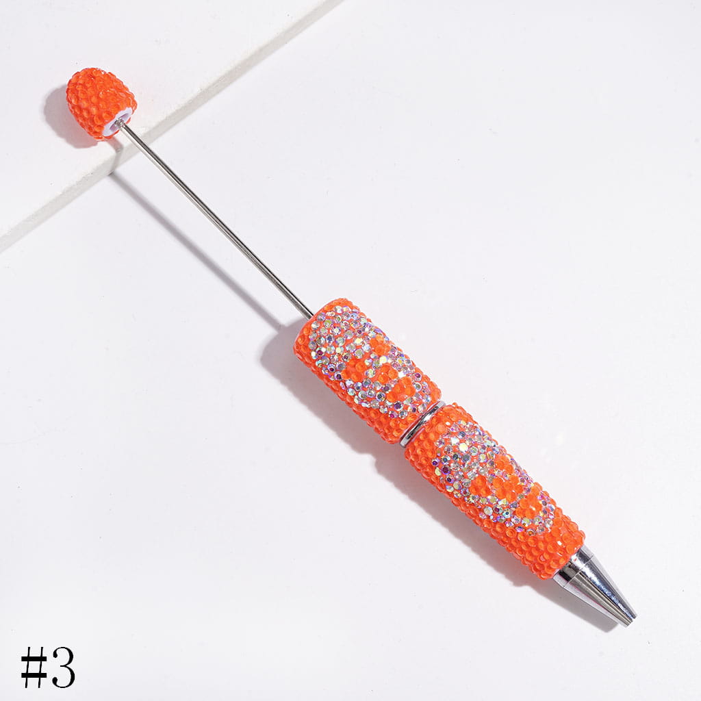 Halloween Skull Head Beadable Clay Pens with Full-Coverage Luminous AB Rhinestones, Multicolor