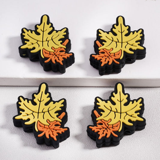 Cute Maple Leaf Thanksgiving Day Edition Silicone Focal Beads