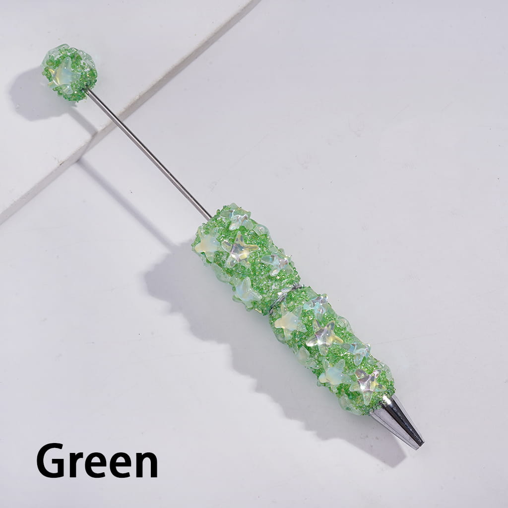Dazzling Starfish and Broken Rhinestones, Fully Covered Design in Assorted Colors Handcrafted Beadable Sugar Clay Pens