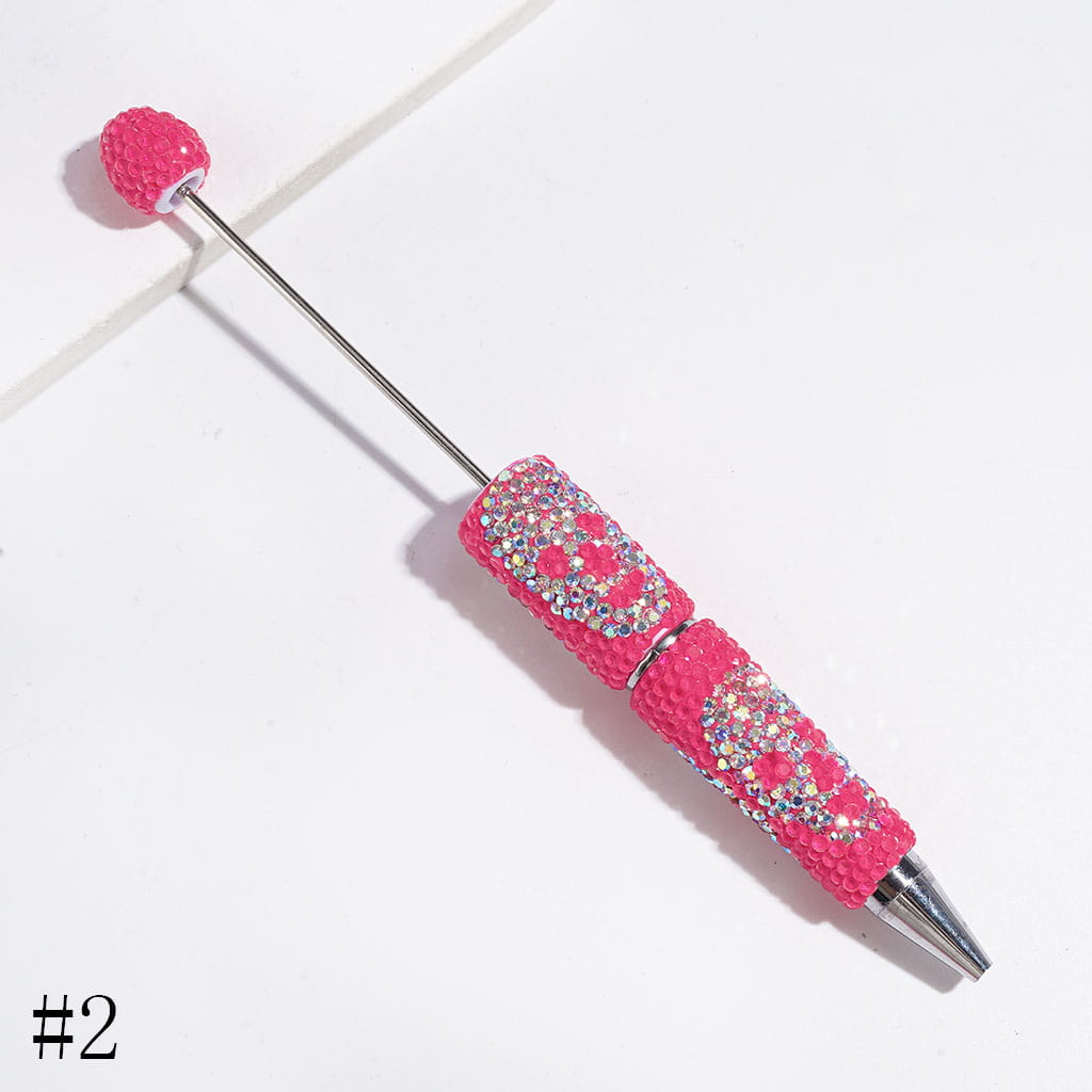 Halloween Skull Head Beadable Clay Pens with Full-Coverage Luminous AB Rhinestones, Multicolor
