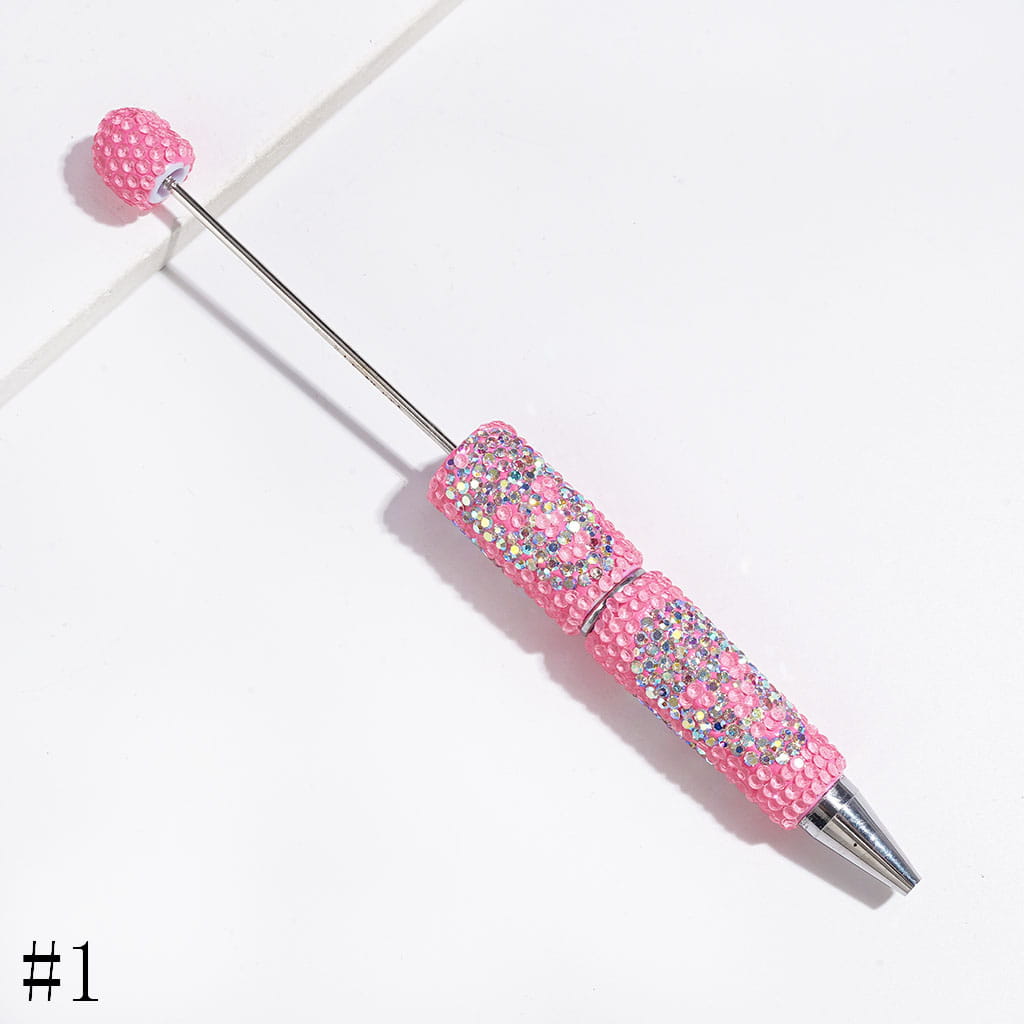 Halloween Skull Head Beadable Clay Pens with Full-Coverage Luminous AB Rhinestones, Multicolor