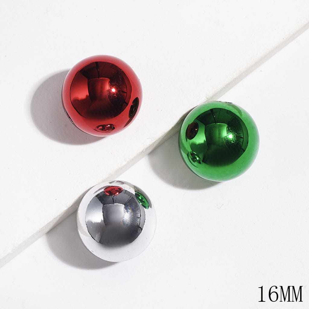 Christmas Theme Acrylic Beads with Metallic Finish for DIY Bracelets and Ornaments 16MM, Multicolor Random Mix