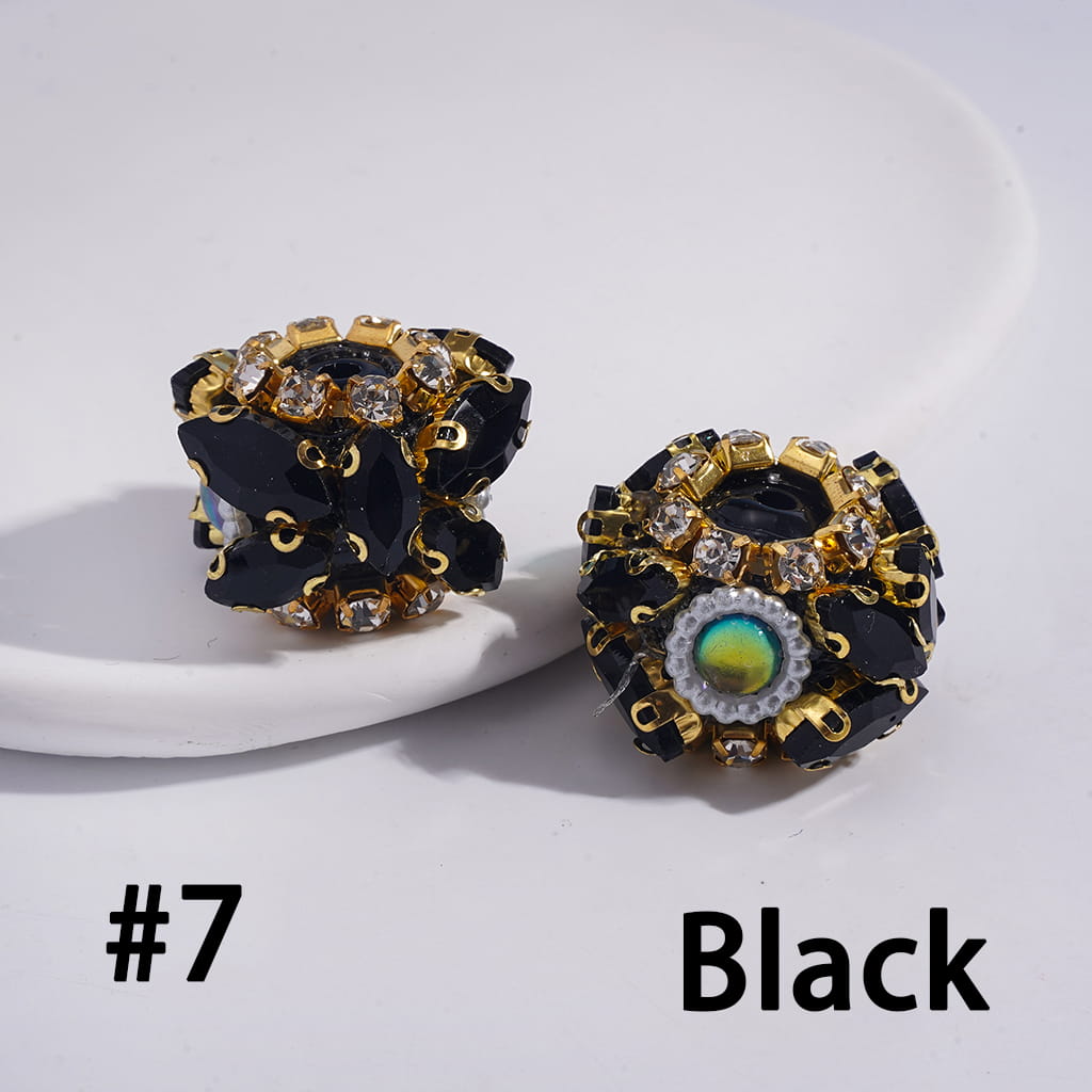 Marquise Cut Rhinestones, Clear Stones in Gold Alloy Claw Settings, and White Pearl Chain Details in Multi-Color Acrylic Beads 24MM,