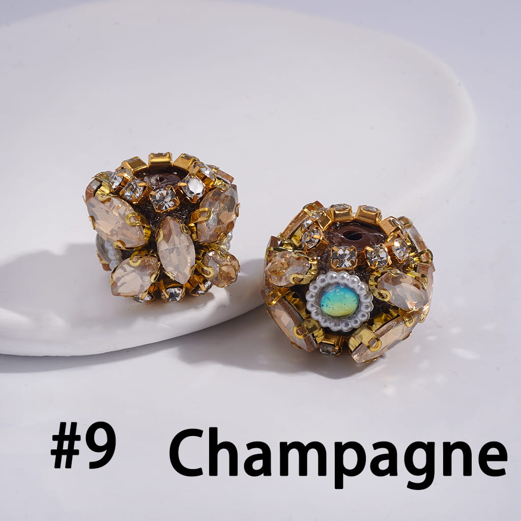 Marquise Cut Rhinestones, Clear Stones in Gold Alloy Claw Settings, and White Pearl Chain Details in Multi-Color Acrylic Beads 24MM,