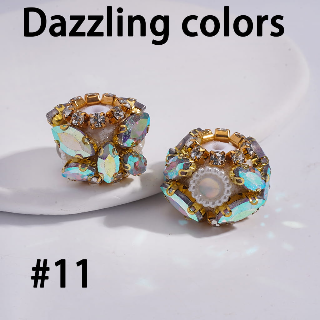 Marquise Cut Rhinestones, Clear Stones in Gold Alloy Claw Settings, and White Pearl Chain Details in Multi-Color Acrylic Beads 24MM,