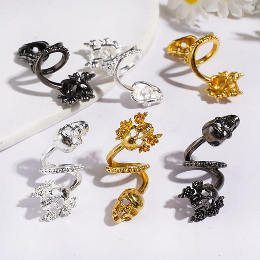 Gold & Silver & Gun Black Gothic Skull Trendy Twisted Spiral Alloy Beads, Jewelry Accessories Random Mix