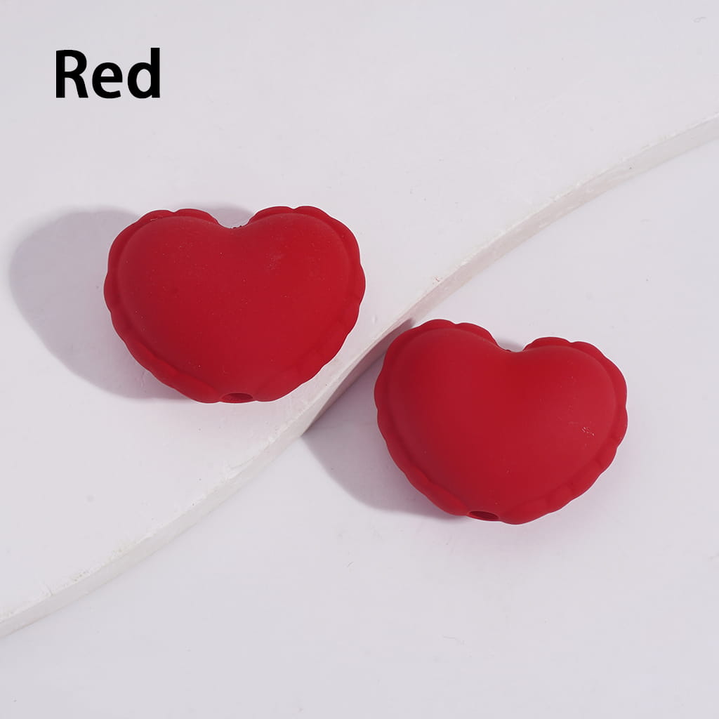 Acrylic Heart Beads with Wavy-Shaped Edge in Matte Rubber Touch, Neon Colors, 24*19MM,  Various Color