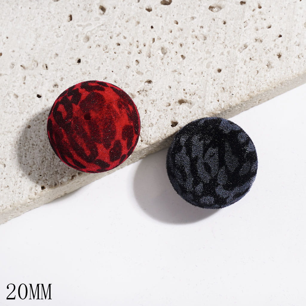 Flocked Fluffy Jaguar Print Acrylic Beads for Bracelets, 20MM, Dark Colors Series, Random Mix