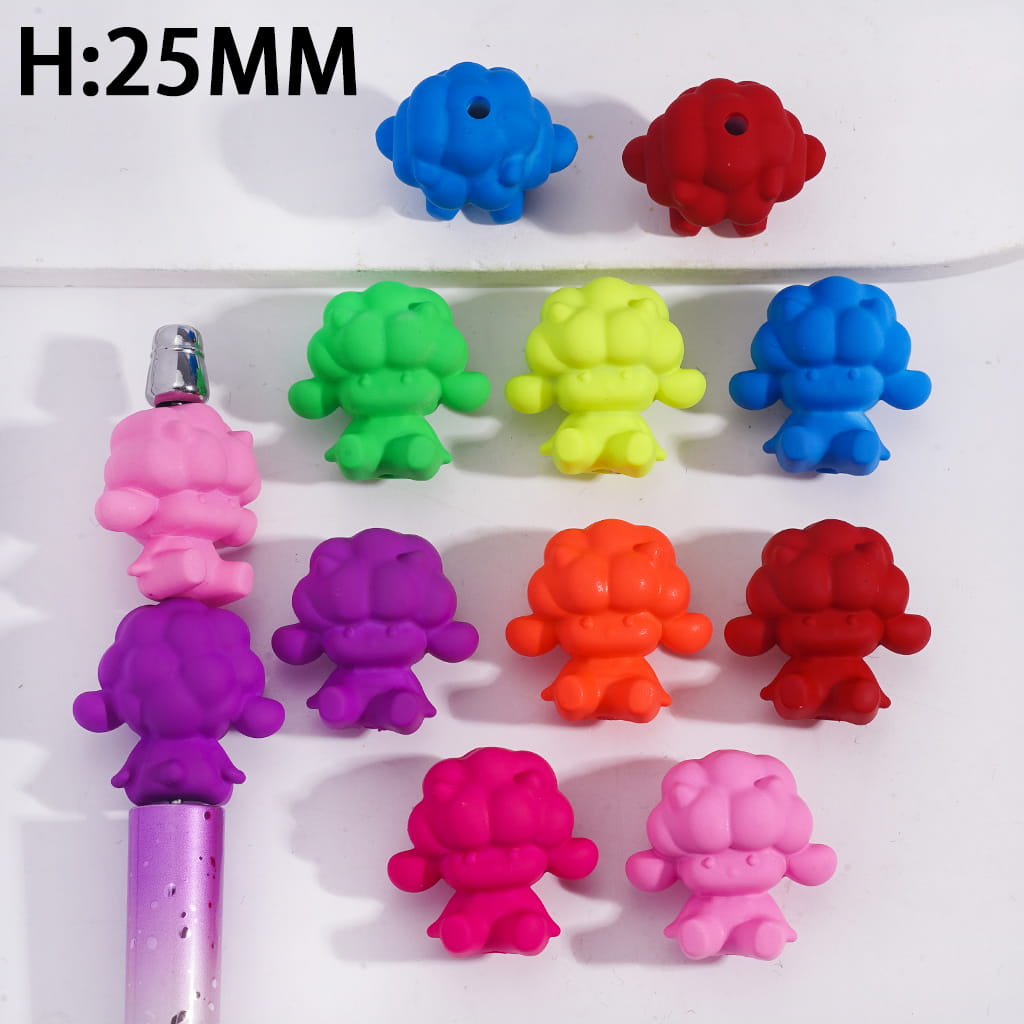 Mini Baby with Headphones Music Design Neon Matte Rubber Touch Multi-Color Acrylic Beads Height 25MM