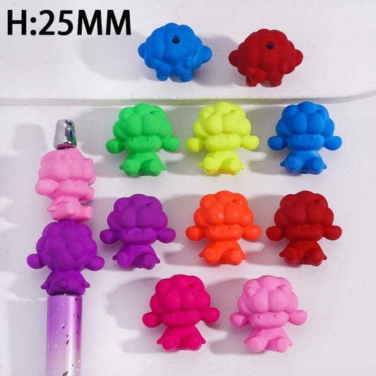 Mini Baby with Headphones Music Design Neon Matte Rubber Touch Multi-Color Acrylic Beads Height 25MM