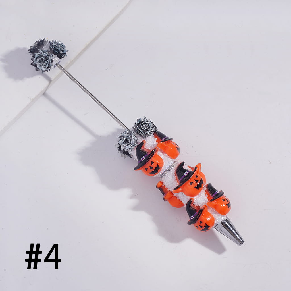 Halloween Beadable Sugar Clay Pens Fully Covered with Broken Rhinestones and Glittery Rose Flower Design