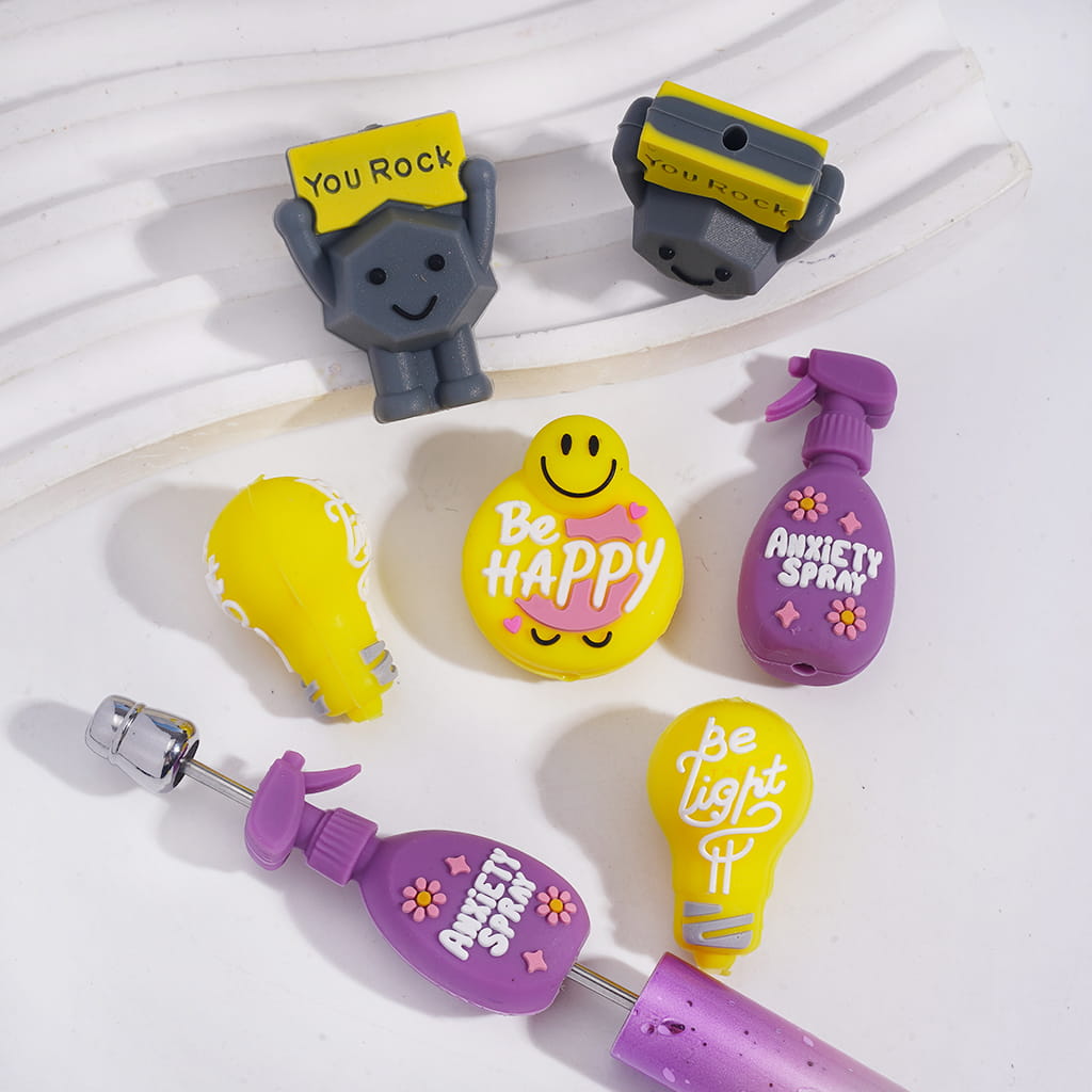 3D Emotional Value Theme Assorted Style Silicone Focal Beads