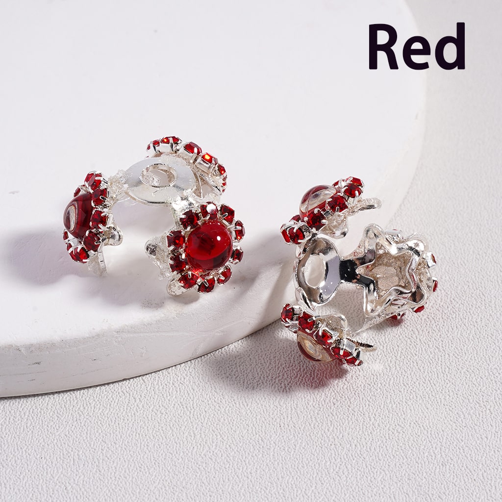Silver Alloy with Colorful Rhinestones & Glossy Pearls Star Shape Bead Cap Cage  (Used for 16MM Beads)