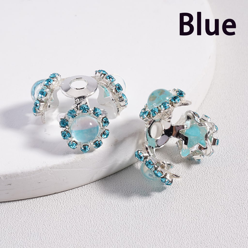 Silver Alloy with Colorful Rhinestones & Glossy Pearls Star Shape Bead Cap Cage  (Used for 16MM Beads)