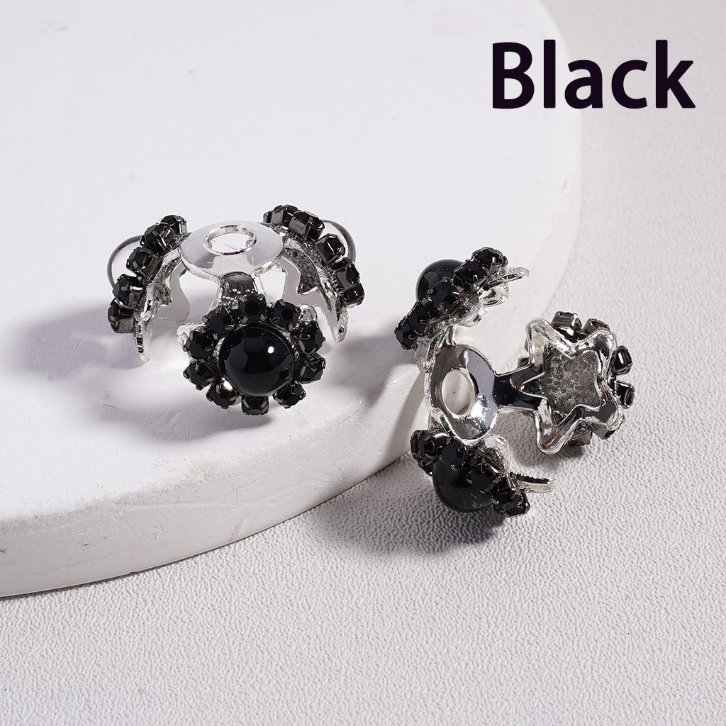 Silver Alloy with Colorful Rhinestones & Glossy Pearls Star Shape Bead Cap Cage  (Used for 16MM Beads)