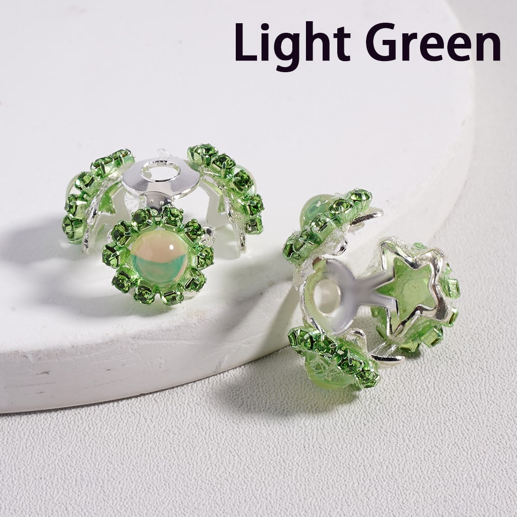 Silver Alloy with Colorful Rhinestones & Glossy Pearls Star Shape Bead Cap Cage  (Used for 16MM Beads)