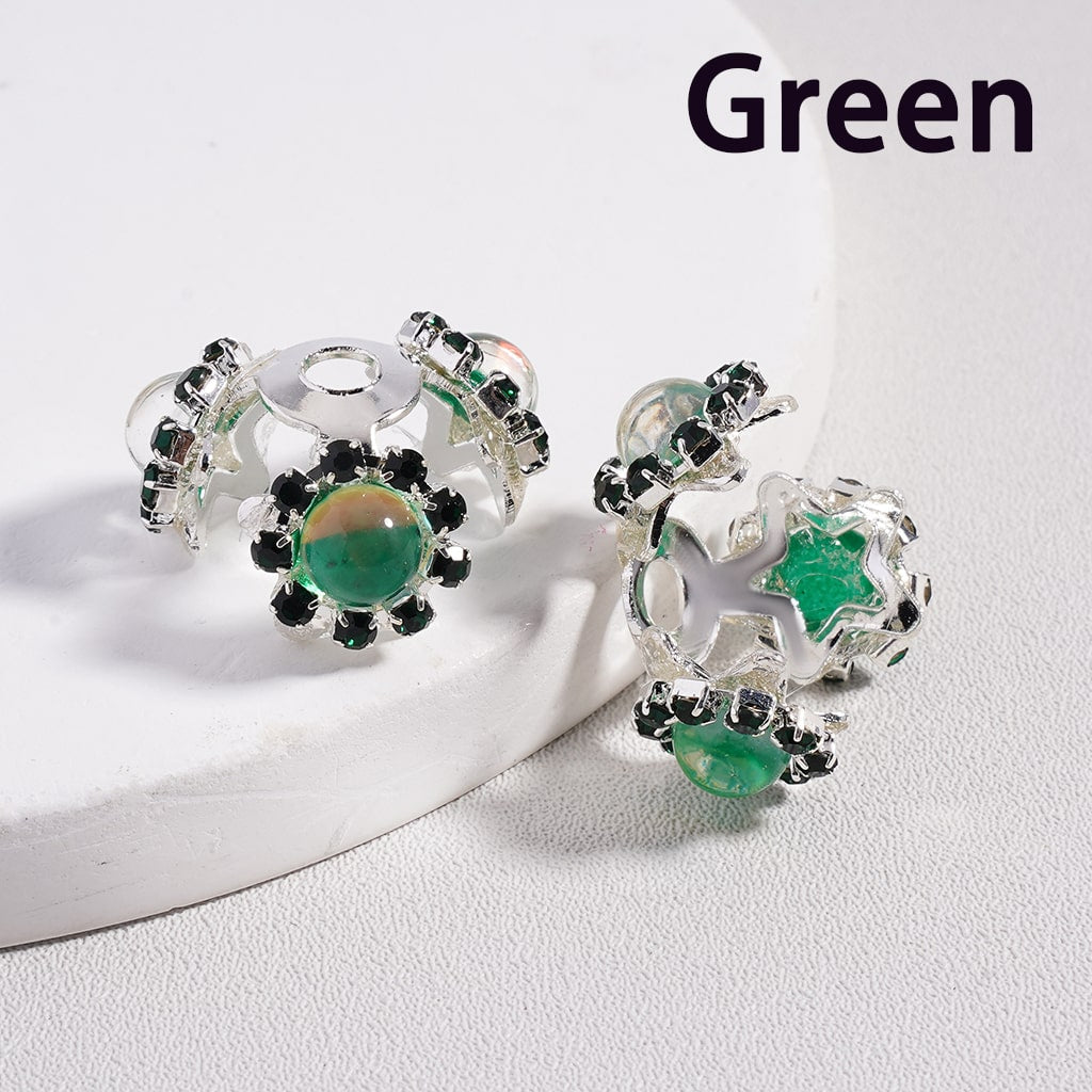 Silver Alloy with Colorful Rhinestones & Glossy Pearls Star Shape Bead Cap Cage  (Used for 16MM Beads)