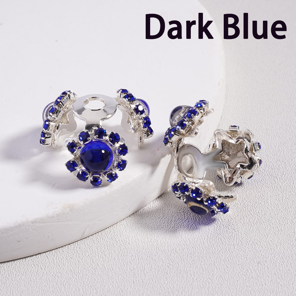 Silver Alloy with Colorful Rhinestones & Glossy Pearls Star Shape Bead Cap Cage  (Used for 16MM Beads)