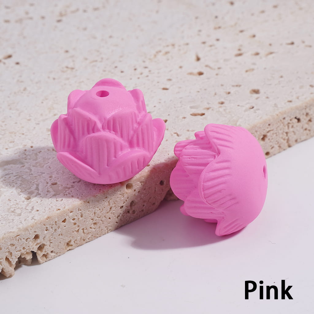 Fluorescent Multi-Color Acrylic Lotus Beads with Matte Rubber Touch Finish 17*21mm
