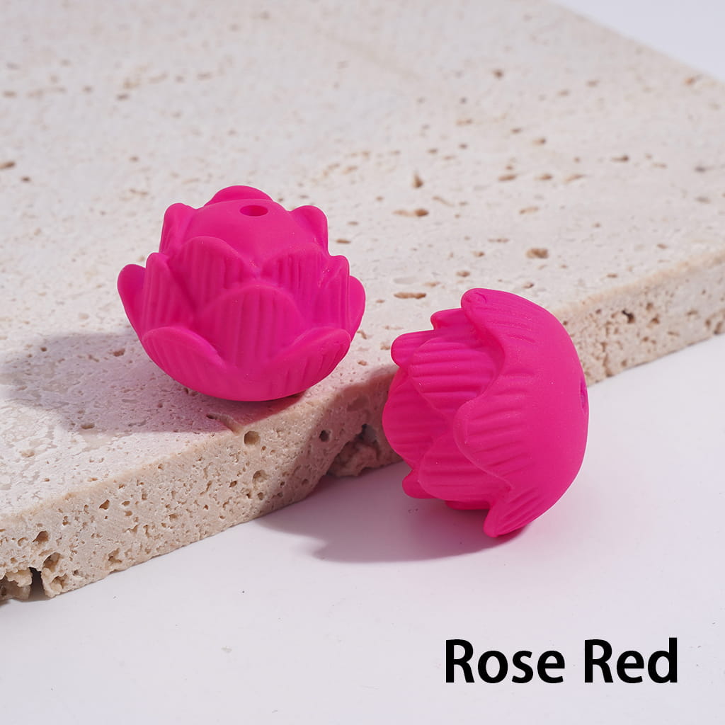 Fluorescent Multi-Color Acrylic Lotus Beads with Matte Rubber Touch Finish 17*21mm