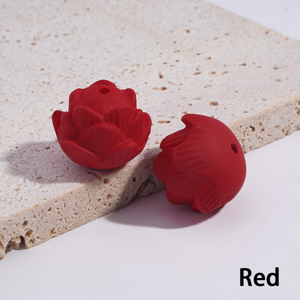 Fluorescent Multi-Color Acrylic Lotus Beads with Matte Rubber Touch Finish 17*21mm