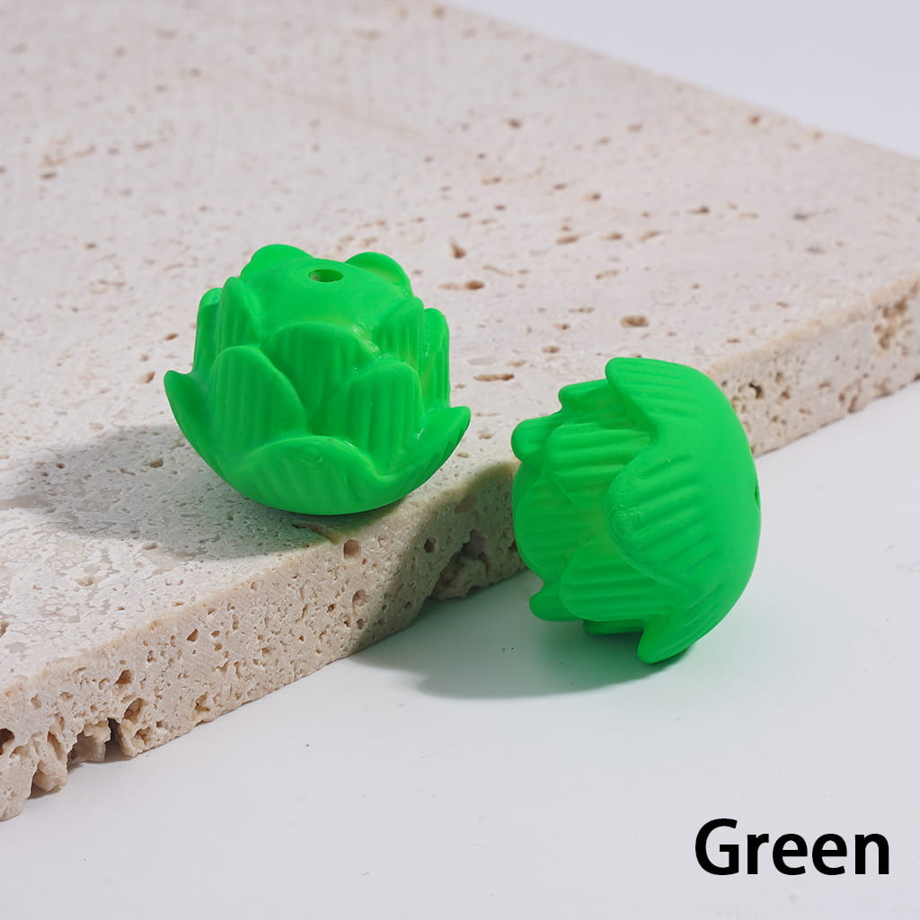 Fluorescent Multi-Color Acrylic Lotus Beads with Matte Rubber Touch Finish 17*21mm