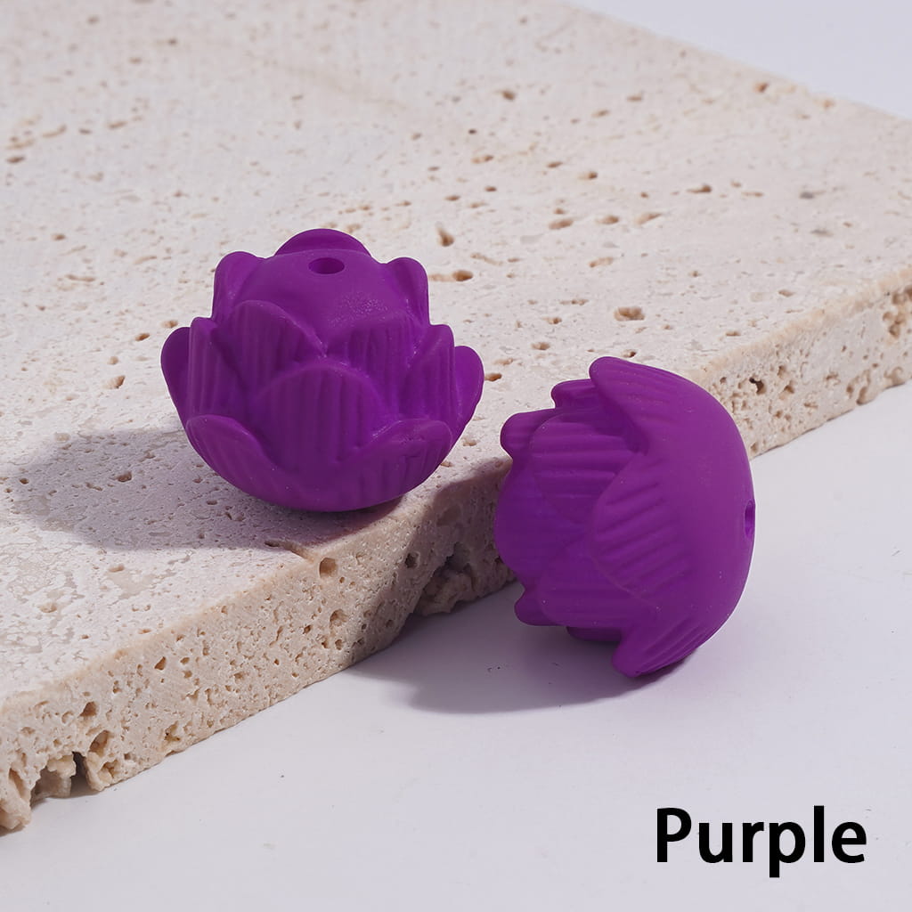 Fluorescent Multi-Color Acrylic Lotus Beads with Matte Rubber Touch Finish 17*21mm
