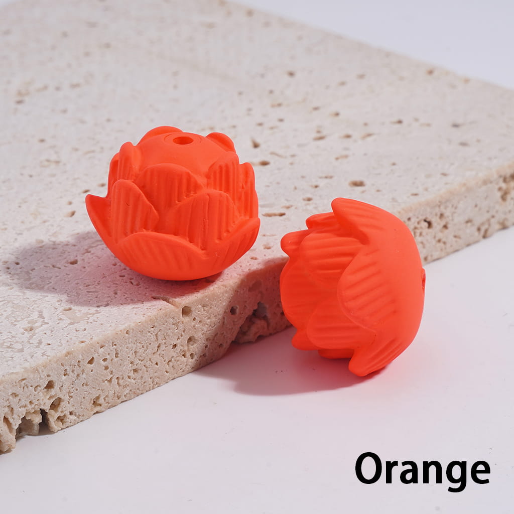 Fluorescent Multi-Color Acrylic Lotus Beads with Matte Rubber Touch Finish 17*21mm