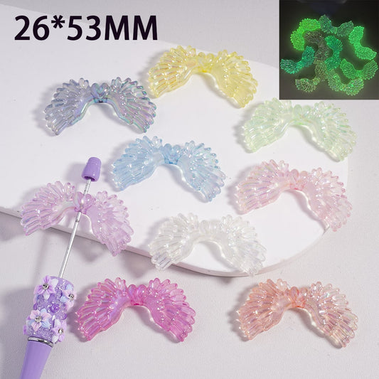 Luminous Angle Wings in Translucent Color with  UV Coating 26*53MM Random Mix Acrylic Beads