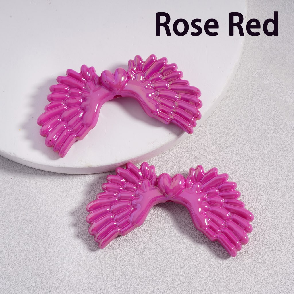 Luminous UV Coated Cute Angel Wings Solid Color, Acrylic Beads 26*53MM Random Mix (Single Color is available for 100pcs(Whole Bag)Only)