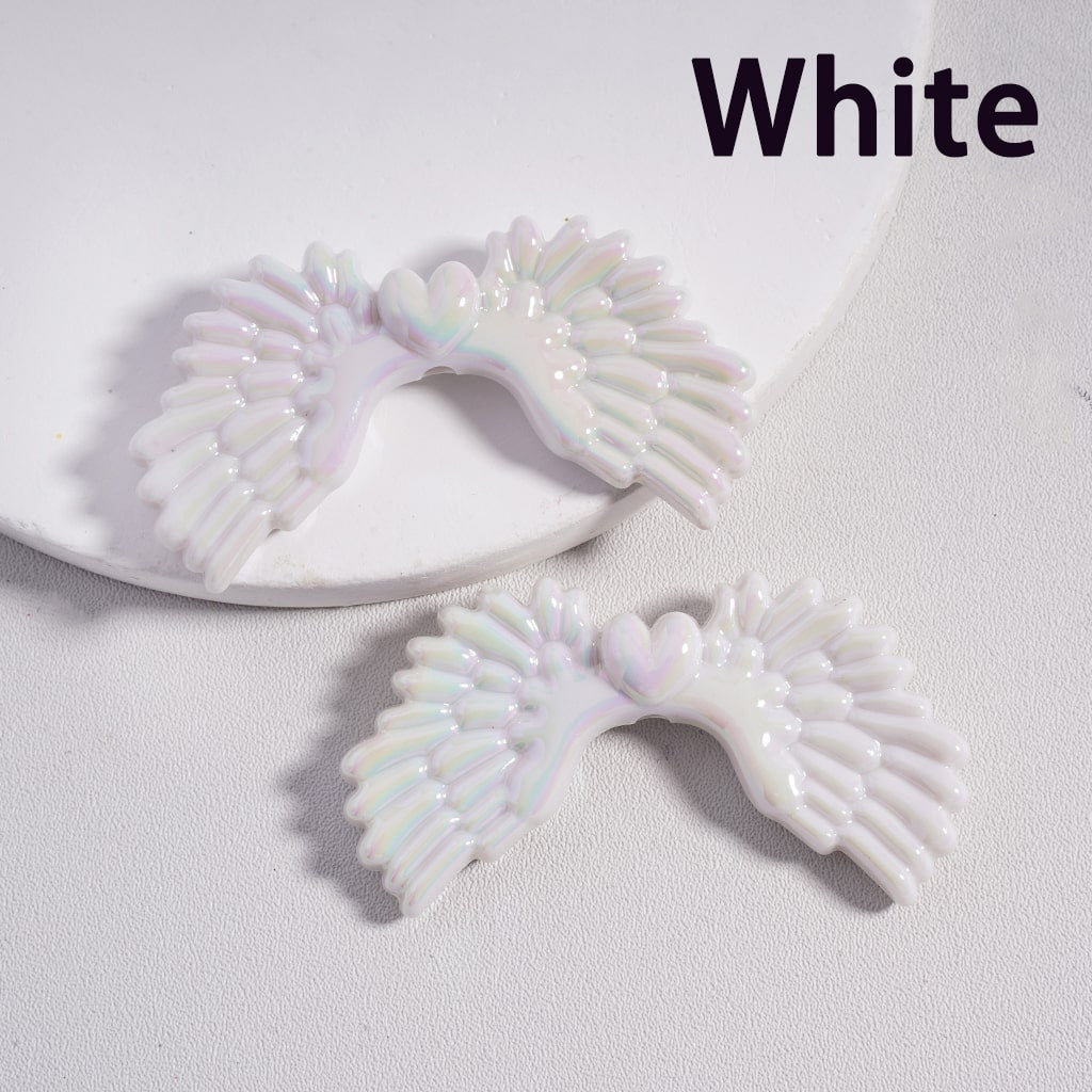 Luminous UV Coated Cute Angel Wings Solid Color, Acrylic Beads 26*53MM Random Mix (Single Color is available for 100pcs(Whole Bag)Only)