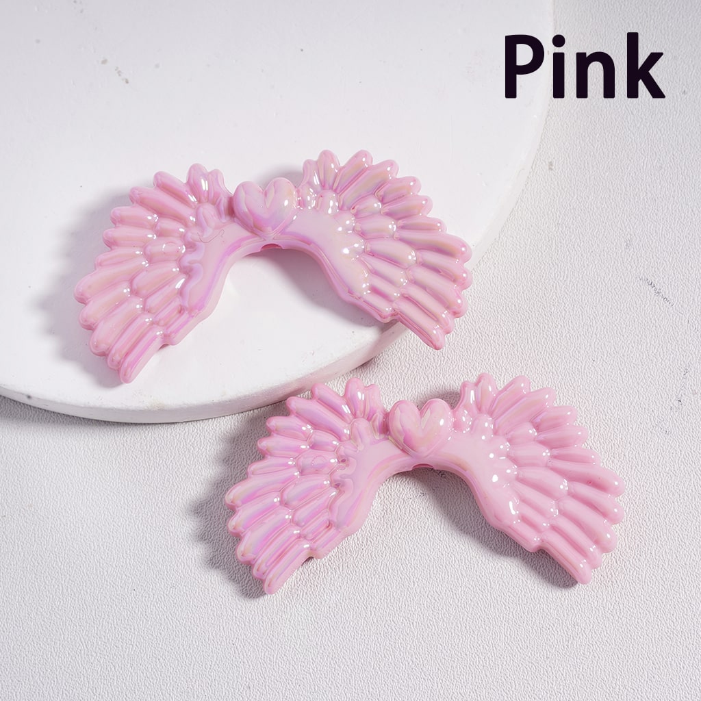 Luminous UV Coated Cute Angel Wings Solid Color, Acrylic Beads 26*53MM Random Mix (Single Color is available for 100pcs(Whole Bag)Only)
