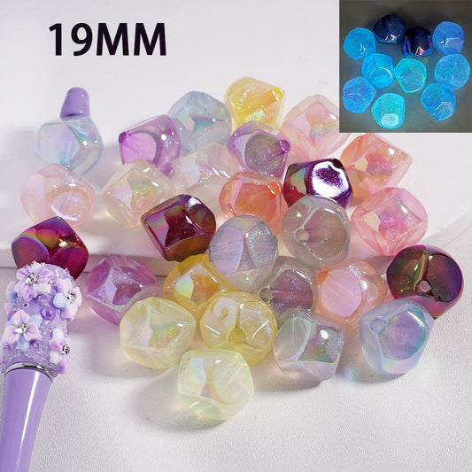 Luminous UV Coating Multi-Faceted Translucent Color 19MM Abnormal Shape Random Mix Acrylic Beads