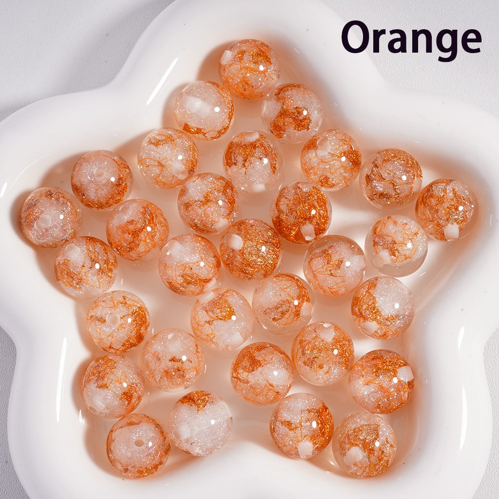 Shiny Foil Glitter Paper Inside Round Acrylic Beads 16MM Random Mix