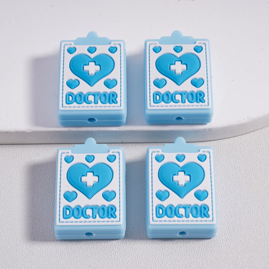 Medical Series Doctor Tools Stethoscope, Heart, Syringe & Mask Silicone Focal Beads
