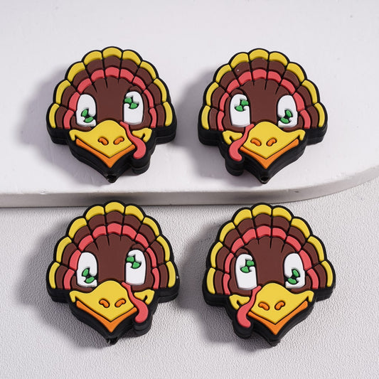 Thanksgiving Day Special Colorful Turkey Silicone Focal Beads