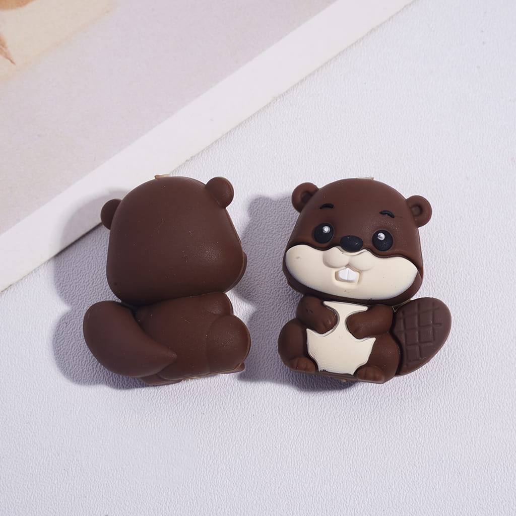 3D featuring tiny assorted animal designs in multiple styles, Silicone Focal Beads