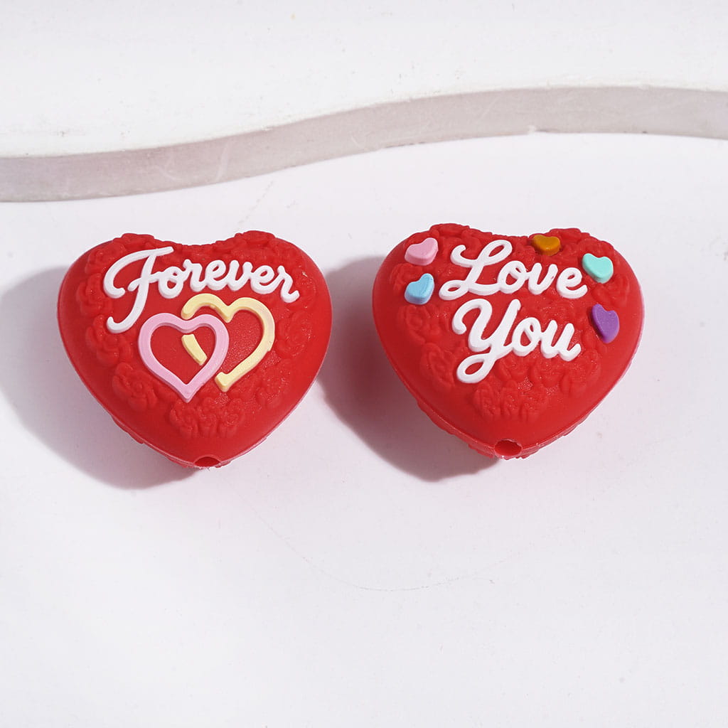 3D Valentine's Day Theme Silicone Focal Beads