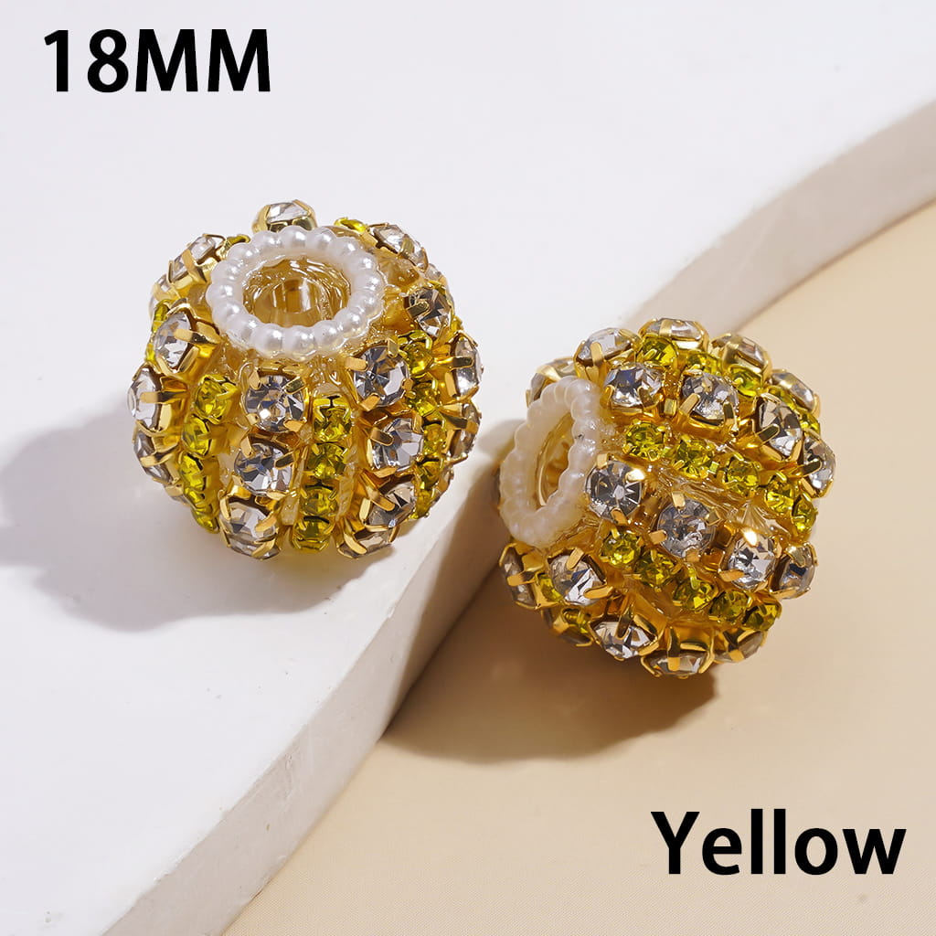 Handmade Acrylic Beads with Multi-Color Rhinestone Chains and White Pearl Chains in Alloy Claw Settings 18MM