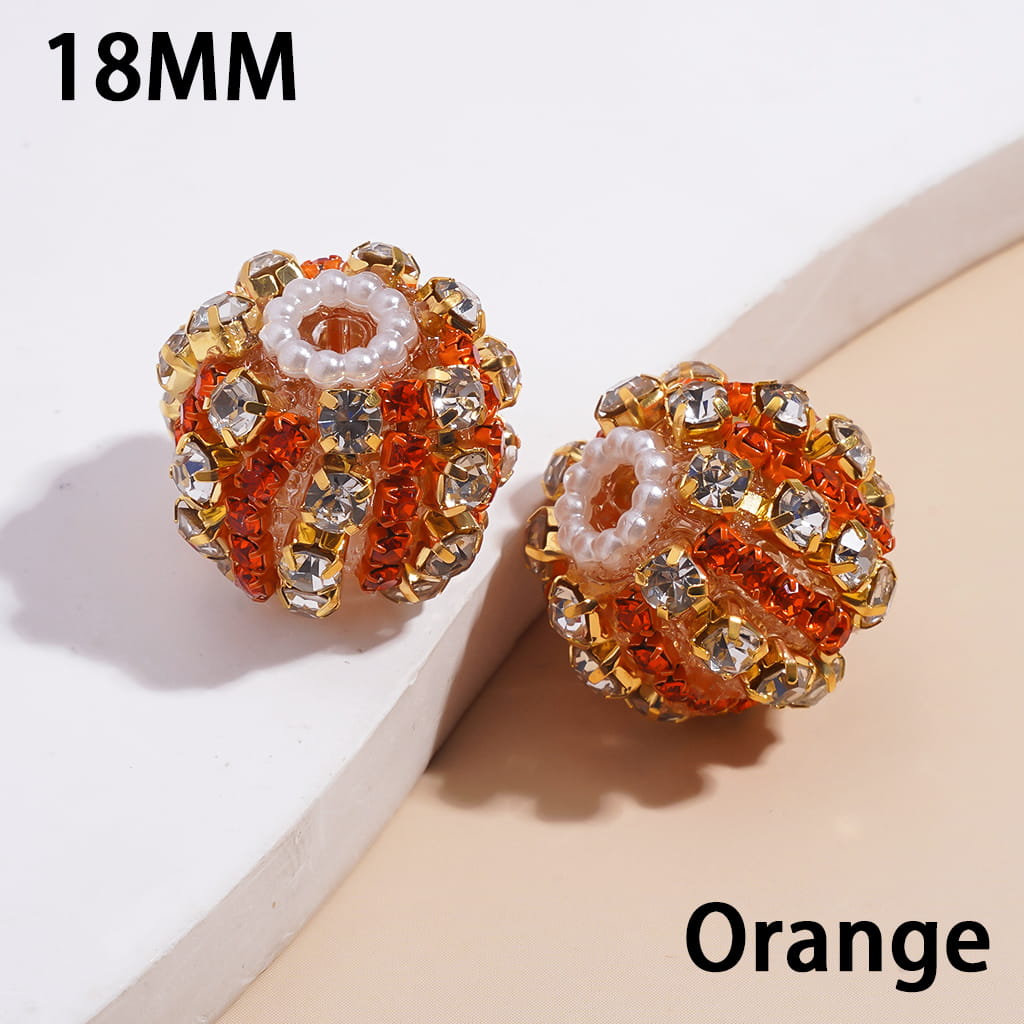 Handmade Acrylic Beads with Multi-Color Rhinestone Chains and White Pearl Chains in Alloy Claw Settings 18MM