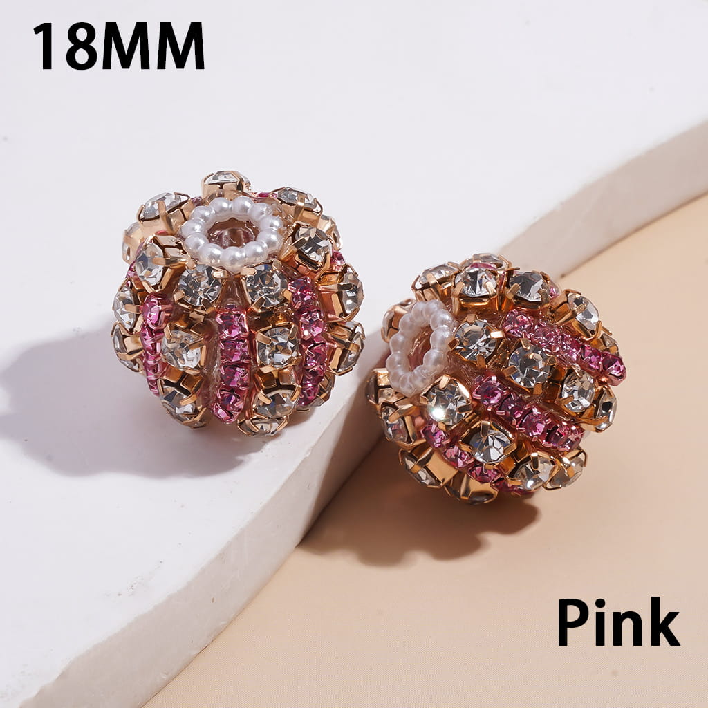 Handmade Acrylic Beads with Multi-Color Rhinestone Chains and White Pearl Chains in Alloy Claw Settings 18MM
