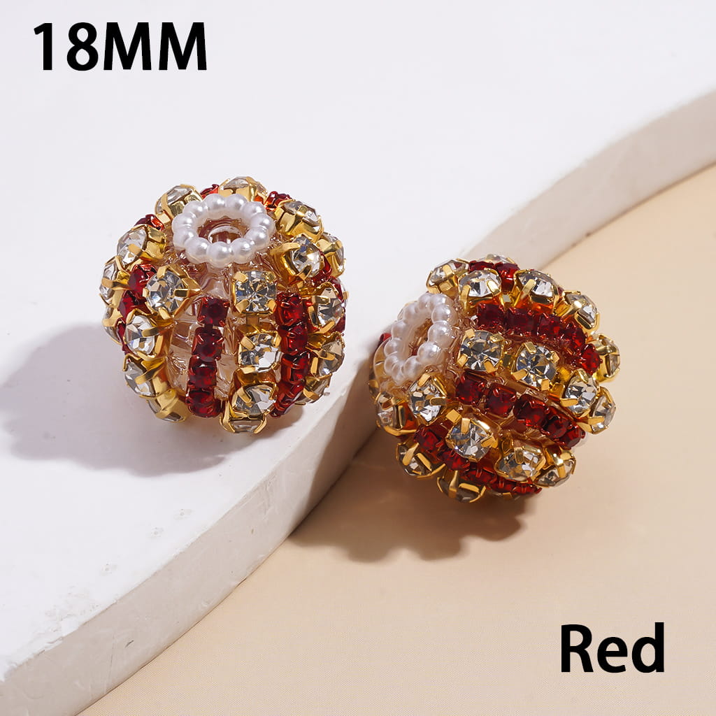 Handmade Acrylic Beads with Multi-Color Rhinestone Chains and White Pearl Chains in Alloy Claw Settings 18MM