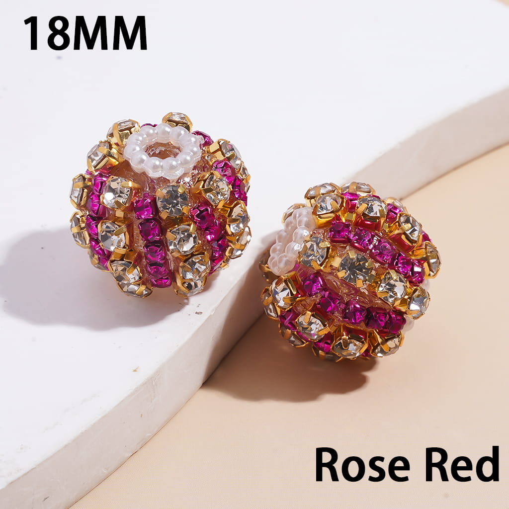 Handmade Acrylic Beads with Multi-Color Rhinestone Chains and White Pearl Chains in Alloy Claw Settings 18MM